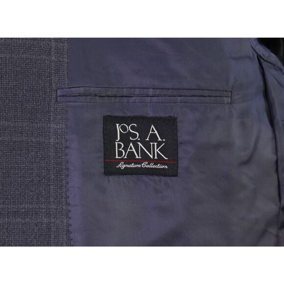 Jos A Bank Blazer Gray Windowpane Wool 2-Btn Sportcoat Signature 43R - Picture 7 of 8